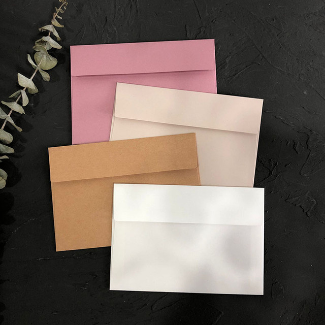 Straight Flap Craft Brown White Dusty Pink Invitation Envelopes